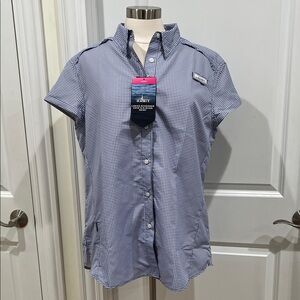 New!‎ Habit Schooner Cove Short Sleeve River Shirt Blue Gingham Women's XL  NWT